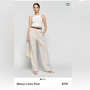 Reformation Mason Oatmeal Linen Pants